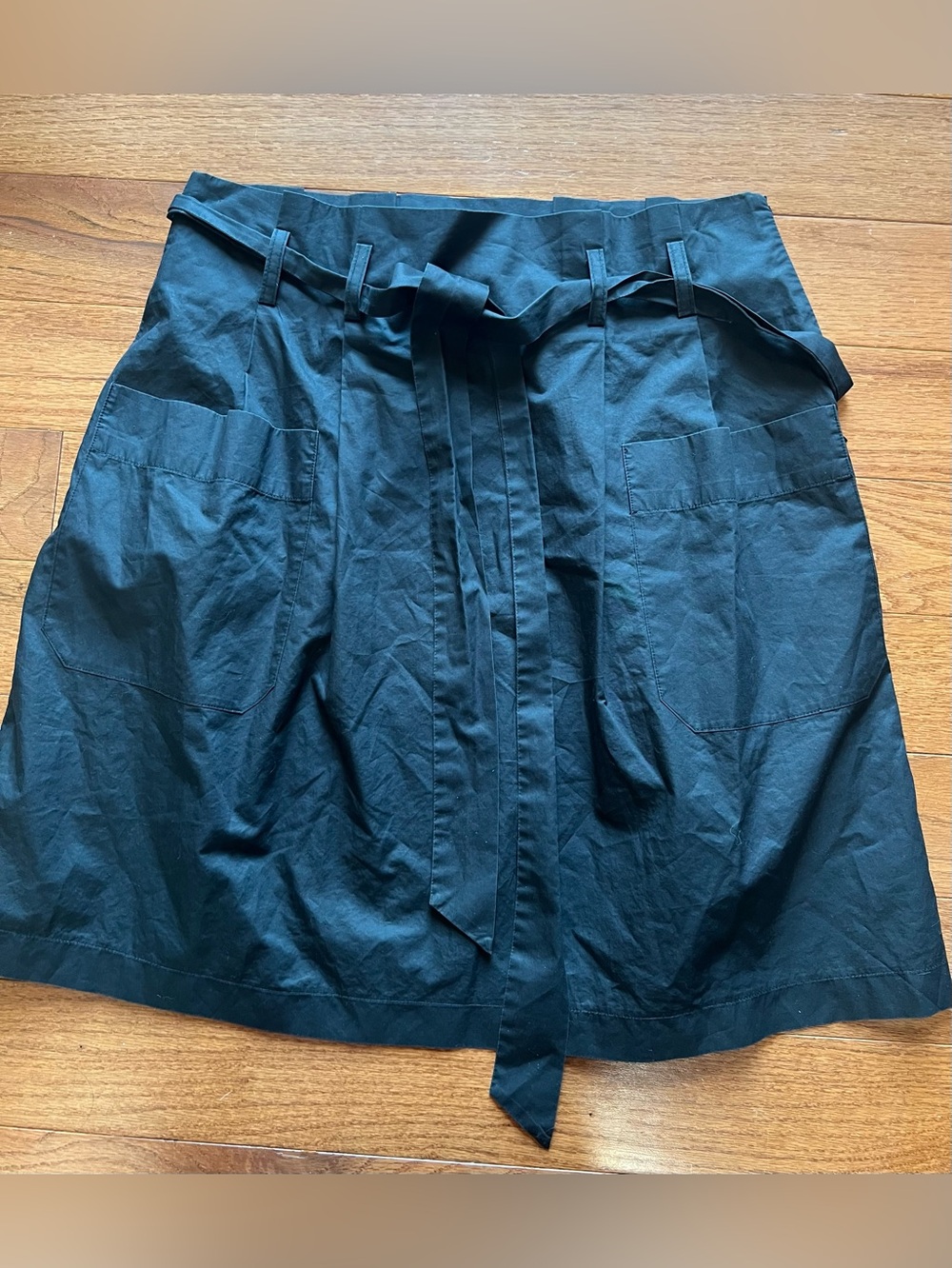 Theory Black A-Line Skirt with Self-Tie Waist